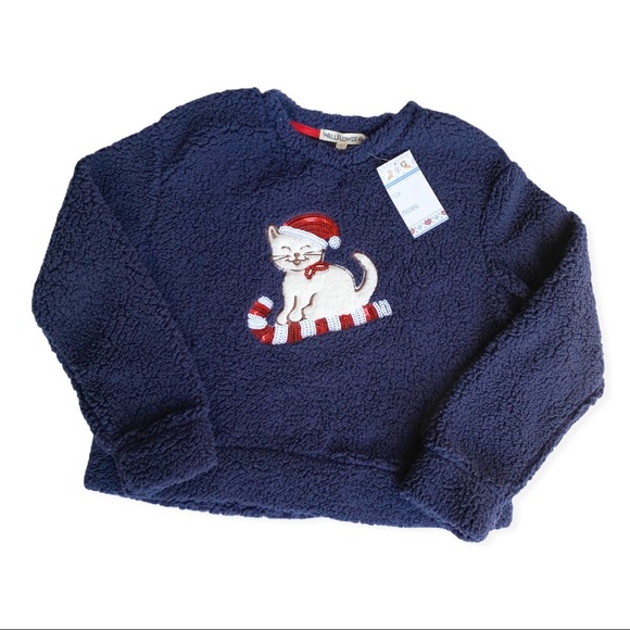Wallflower Fuzzy Christmas Kitten Sweatshirt Large - Picture 1 of 7